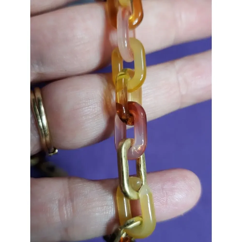 Sonoma Matte Gold Tone and Mulitcolored Resin Chain Link Necklace, 16